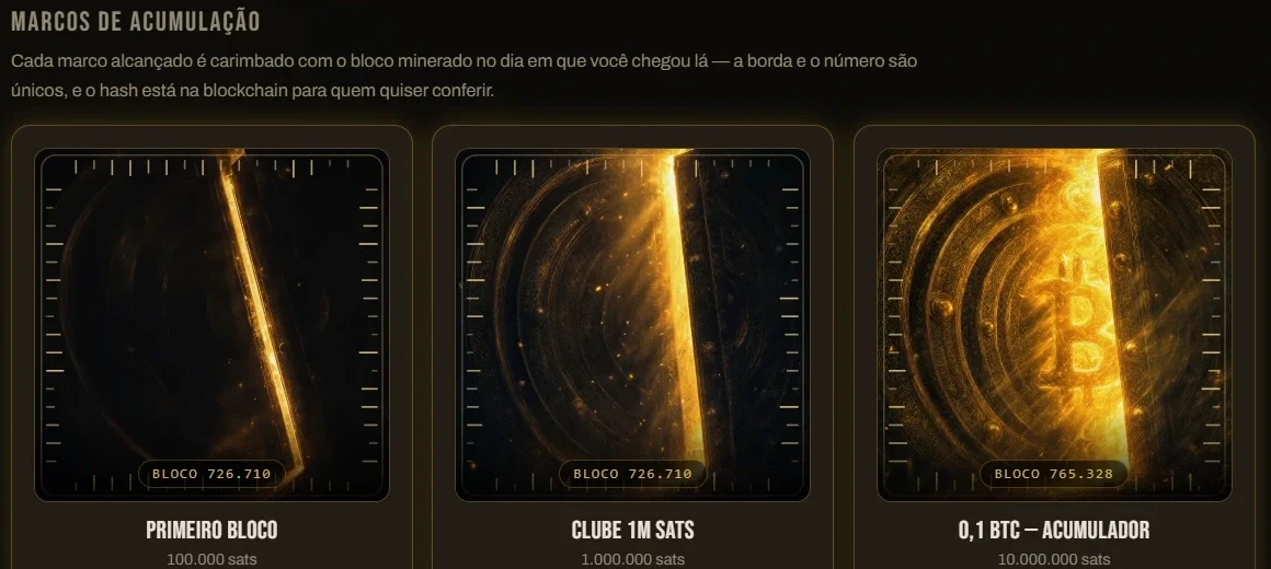 Marcos de acumulação da Bunker Track, cada um carimbado com o número do bloco